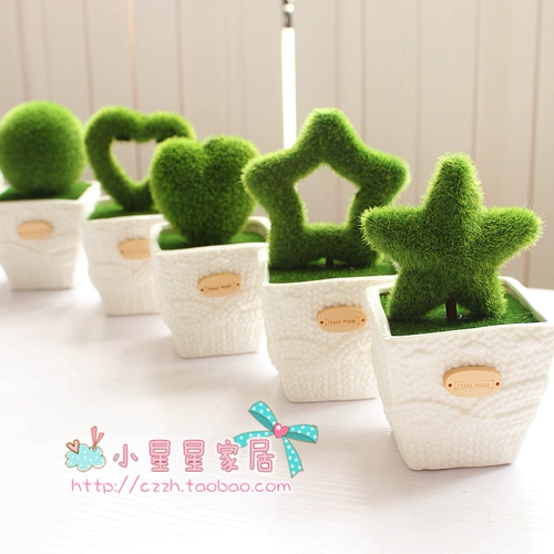 Пасторальное моделирование Пушистое зеленое растение декоративное горшечное фальшивое цветочное зеленые растения Небольшое набор моделирование бонсай бонсай