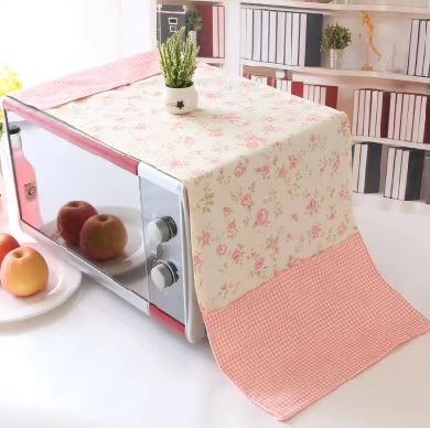 Корейская версия сетки тканевой микроволновой крышки плиты на обеих сторонах сельской цветочной микроволновой печи Крышка пылевой крышка розовый зеленый