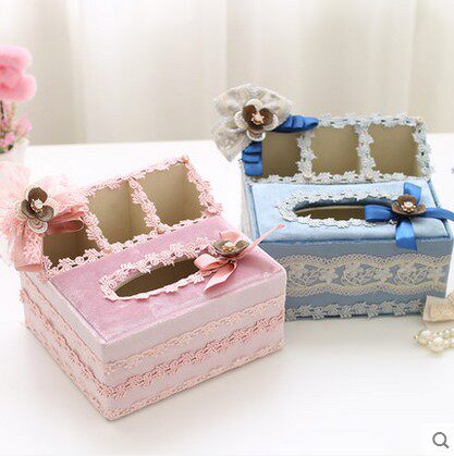 High-grade flannel fabric tissue box Multi-function mobile phone remote control desktop storage box Toilet paper box European-style creative