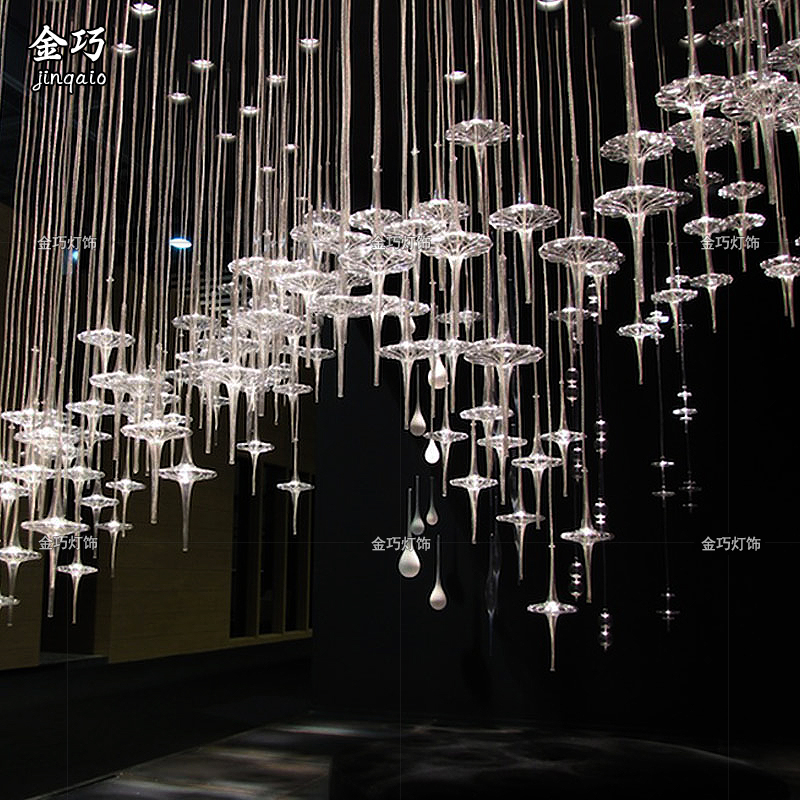 ショッピングモールクラブKTV営業所空中ペンダント装飾天井ガラス空飛ぶ円盤ペンダントエンジニアリングソフト装飾ペンダント