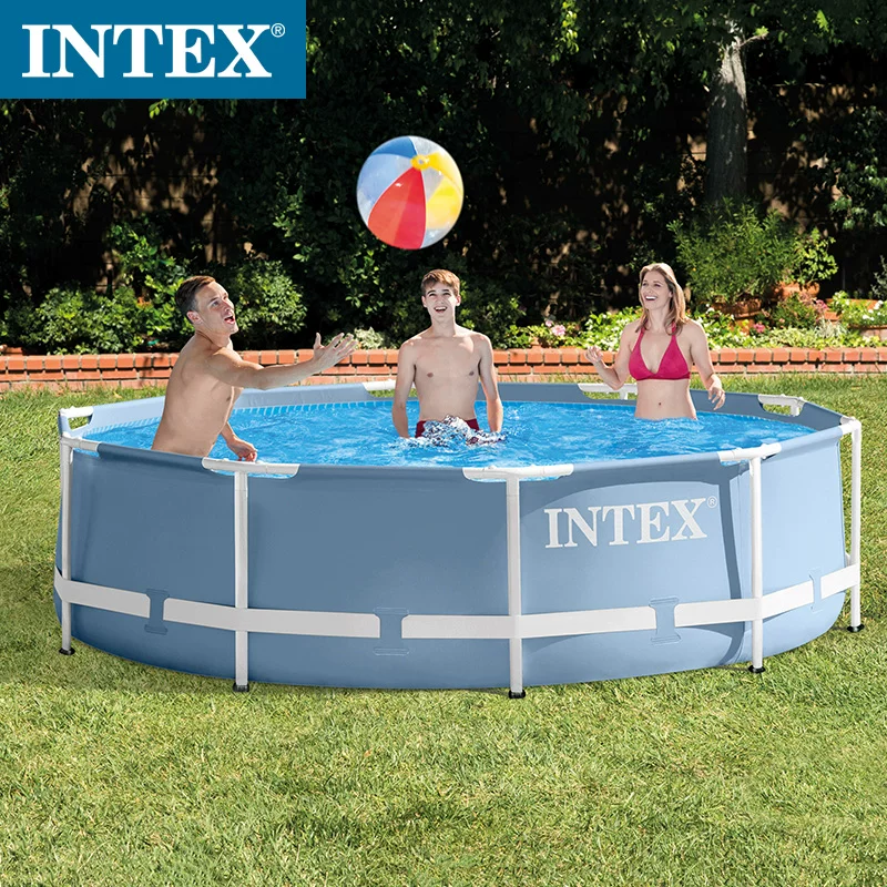 Складной надувной бассейн (INTEX), усиленная стальная рама, утолщённые стенки, разные размеры