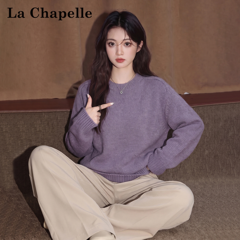La Chapelle Purple Slim-Fit Casual Long-Sleeve Knit Sweater for Women, 2026 Autumn New Style, Lazy Style, Elegant Commuter Sweater La Chapelle Purple Slim-Fit Casual Long-Sleeve Knit Sweater for Women, 2026 Autumn New Style, Lazy Style, Elegant Commuter Sweater