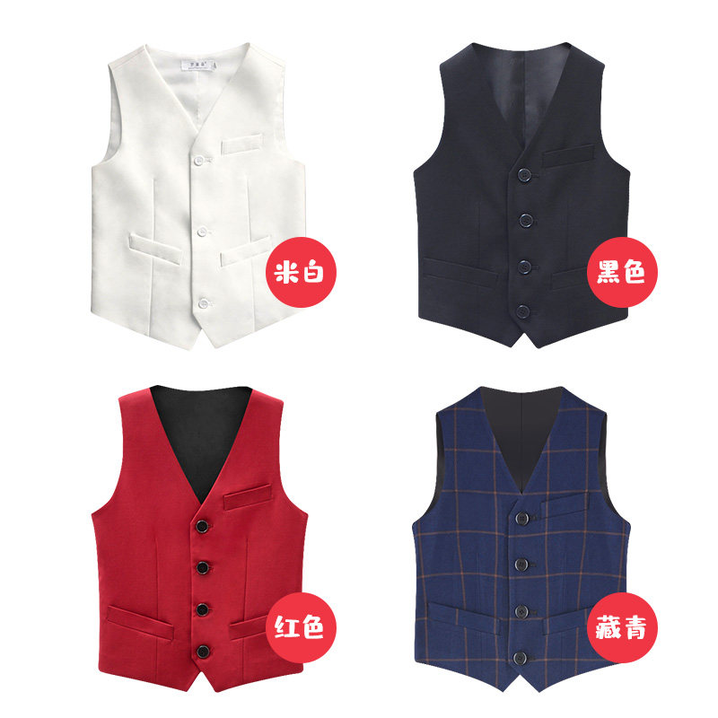 Boy's suit vest handsome black hidden green red children little boy plaid gown 61 acting out of the waistcoat