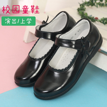 Girls leather shoes black English leather soft princess shoes little girl White performance dress single shoes student shoes