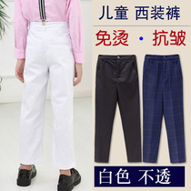 Childrens trousers boys elastic waist pants British boys show black dark blue dress white suit pants