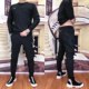 096 Men's Breathable Casual Sports Suit Versatile Slim Men's Round Neck Sweatshirt Small Foot Sweatpants two Pieces