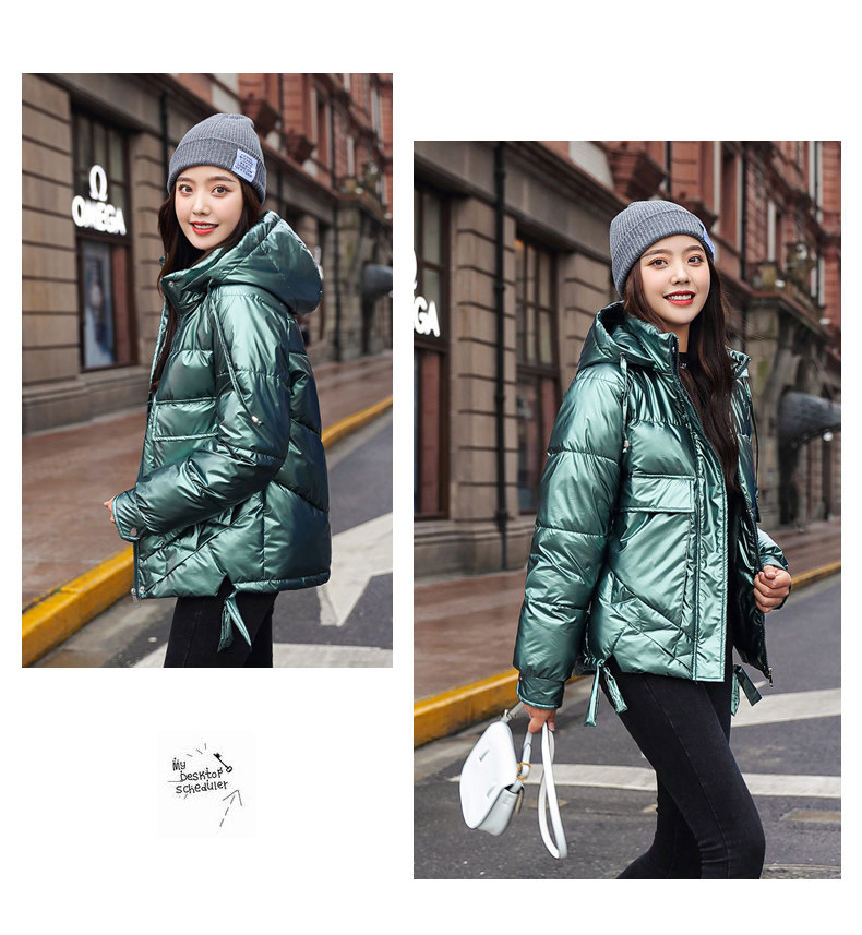 Shiny cotton-padded jacket for women, short Korean-style loose winter cotton-padded jacket, 2020 new style thickened ins cotton-padded jacket winter coat pic 13