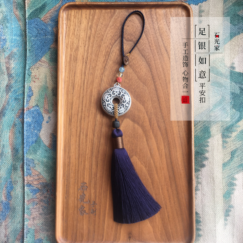 Pure Silver Car Hanging Decoration, High-End Car Hanging Ornament, Popular Car Accessory, Handmade Original Safety Car Interior Decoration