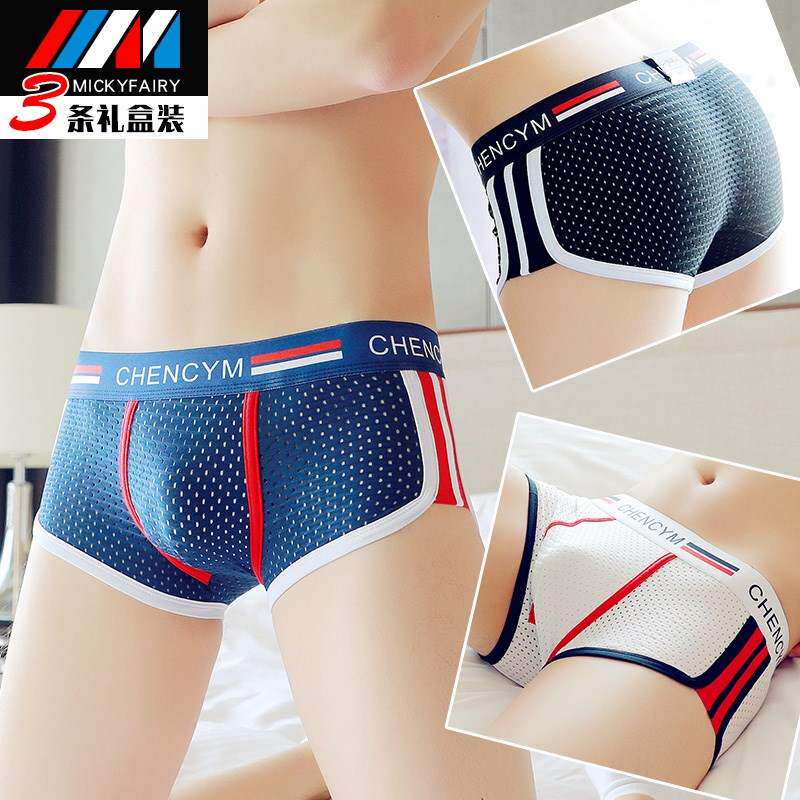 Rolise Official Flagship Store Officer Net Ice Silk Mesh Men's Underwear Breathable Four-corner Pants Sports Sexy Thin bottom