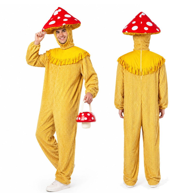 Halloween Adult Quirky Party Mushroom Costume Mushroom Hat Toxic Mushroom Stage Performance Outfit