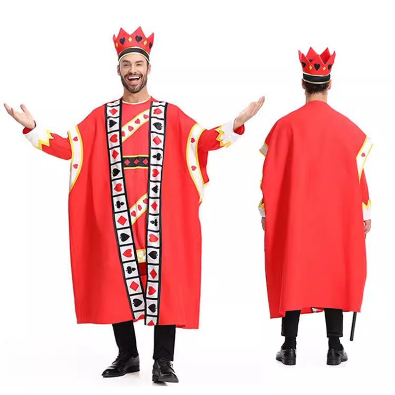 Halloween Adult Poker King Dress up Funny Party Red King Robe Poker Game Costume Performance Costume Halloween Adult Poker King Dress up Funny Party Red King Robe Poker Game Costume Performance Costume