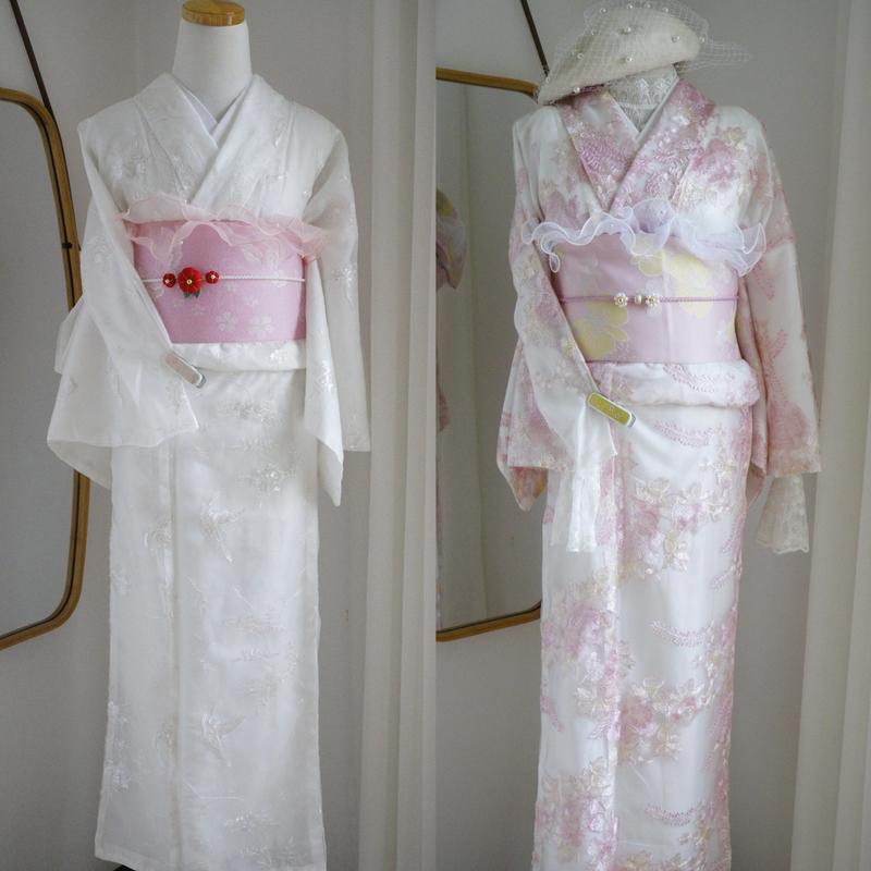 Japanese Traditional Formal Wear for Women, Lace Small-Patterned Kimono, Butterfly Soft Mesh, Three-Dimensional Embroidery, Lightweight