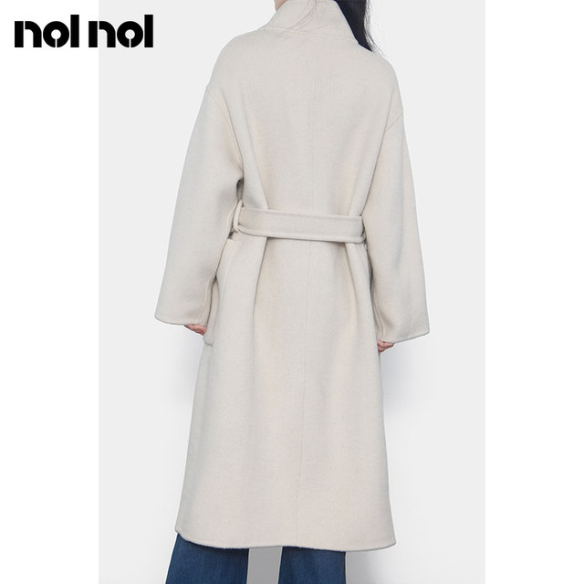 nolnol double-sided wool coat ດູໃບໄມ້ລົ່ນຂອງແມ່ຍິງລະດູໃບໄມ້ປົ່ງແລະລະດູຫນາວສູງ windbreaker ຮູບແບບໃຫມ່ temperament ແອວສີຂາວ woolen coat ແມ່ຍິງ