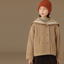 Haqi childrens clothing new winter warm and thickened skin-friendly high count 100 woolen coat college style short coat
