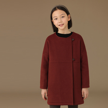 Haqi childrens clothing winter new Christmas and New Year atmosphere warm quilted jacket red woolen coat