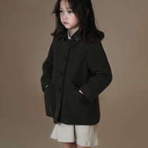 Hadtooth childrens clothing autumn and winter new boys and girls single-breasted cotton thickened warm wool coat coat coat