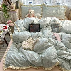 Four-Piece Bedding Set, Pure Cotton, 2025 New Style, Bed Sheet, Duvet Cover, Quilt Cover, Fitted Sheet, Three-Piece Set for Student Dormitory