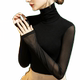 Autumn and winter turtleneck mesh slim-fit solid color bottoming shirt with western style