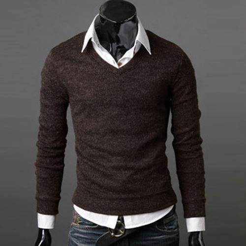 Mens sweater V neck bottoming shirt Pullover Men's thin sweater sweater