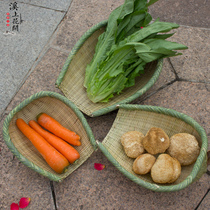 Bamboo dustpan handmade bamboo skinned shu Pan washing basket rice drain basket kitchen storage basket drying bamboo sieve