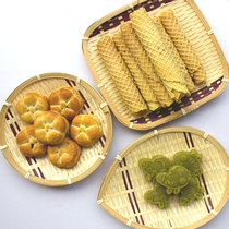 Natural bamboo plate Japanese creative snacks dried fruit bamboo plate dustpan hotel coffee table snacks bamboo basket fruit plate