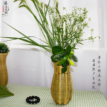 Brook Flower Blossom Handmade bamboo vase Chinese retro vase craft decorative flower basket Japanese decoration bamboo basket