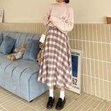 Демисезонное шерстяное пальто, демисезонная японская школьная юбка, шерстяной свитер, комплект, А-силуэт