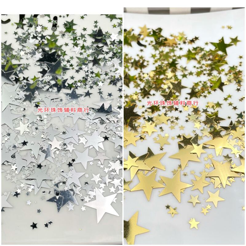 Free Shipping 3-138mm Gold and Silver Mixed Style Non-Porous Five-Pointed Star Sequins Wedding Stage Star Fragments Loose Beads Free Shipping 3-138mm Gold and Silver Mixed Style Non-Porous Five-Pointed Star Sequins Wedding Stage Star Fragments Loose Beads