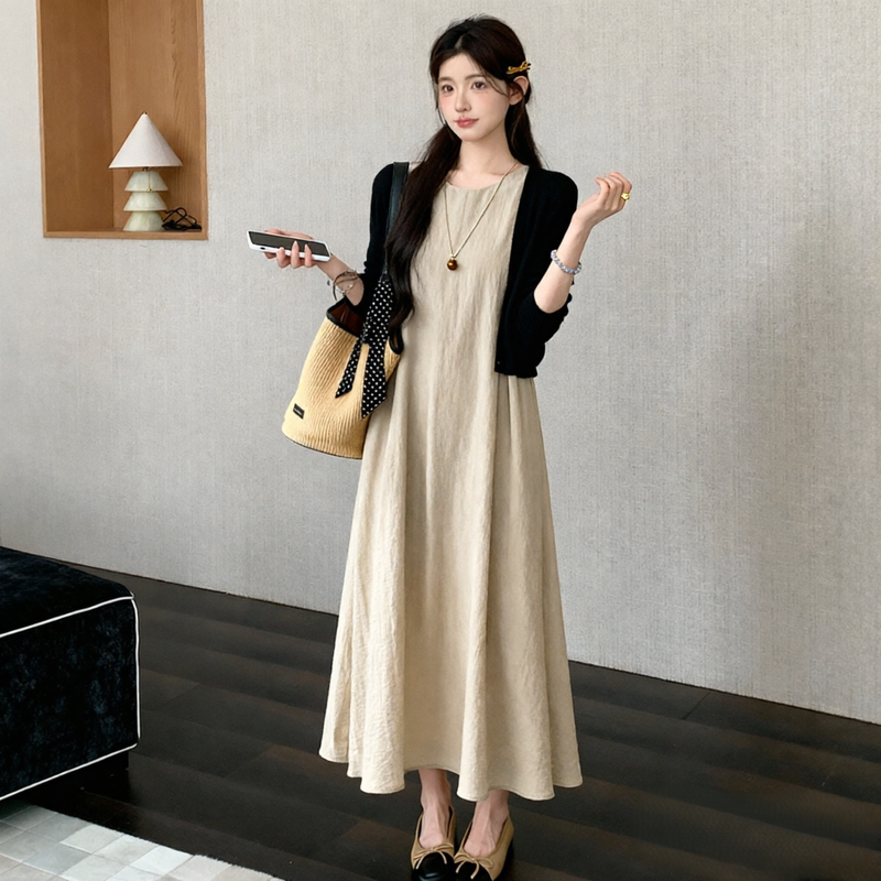 Maternity Suit, New Spring and Autumn Korean Style, French Style during Pregnancy, Slimming Long Skirt, Loose Outer Wear, Beautiful Dress