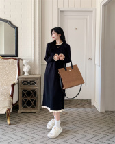 Maternity wear autumn and winter new large size slimming bottoming sweater long skirt fashionable age-reducing knitted outer dress