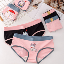 Underwear Womens Modal Pure Cotton New 2021 Explosive Style Fashionable Antibacterial Cute Cartoon Young Womens Mid-waist Briefs