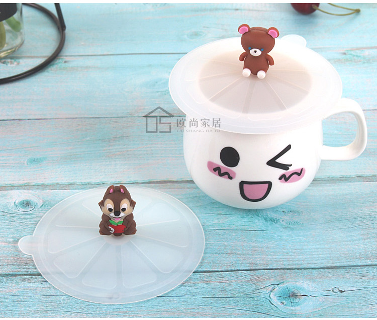 Thực phẩm cấp cốc bìa chống bụi không độc hại silicone cốc bìa phim hoạt hình gốm cốc nước nắp phổ cốc cốc nắp - Tách bình tập hút