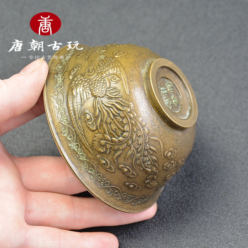 希少 貴重 入手困難 古玩 双竜大頭小皿工芸品置物銅器