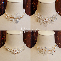 Childrens pearl necklace princess dress dress accessories simple choker girls neck ornament forehead ornament hairband chain head ornaments