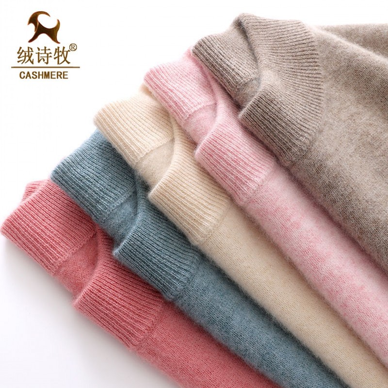 2026 New Style Cashmere Sweater for Women, Half Turtleneck, 100% Pure Color Cashmere Sweater, Long-Sleeved Pullover, Loose-Fitting Base Knit