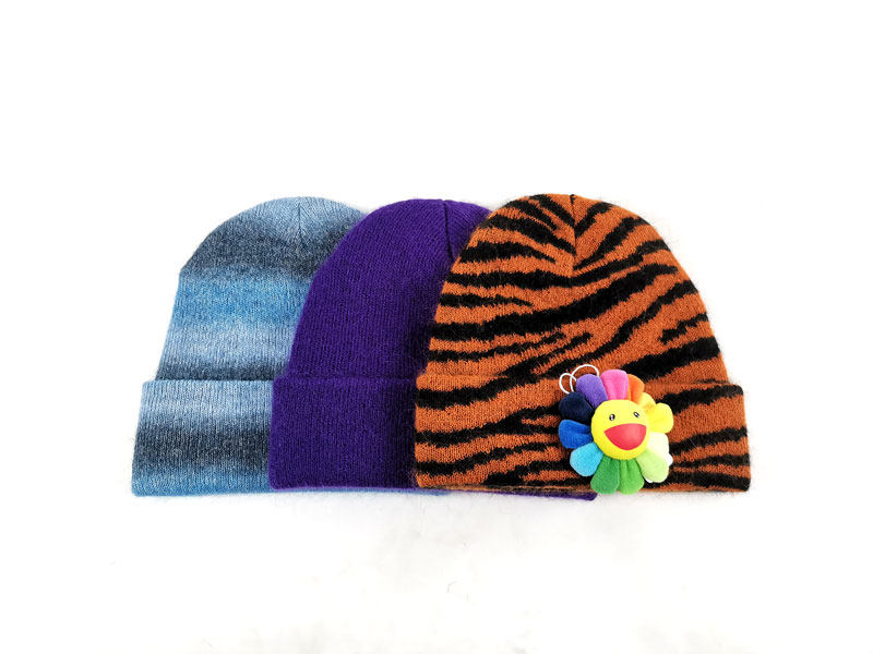 Y factory 20FW mohair beanie horse fur small boxlogo cold cap wool line hat tiger tattoo hat tide