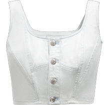 ONLY2024 spring new Lycra casual fashion short sleeveless denim chiffon shirt for women) 124270005