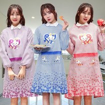 customized fleece thickened hooded apron kitchen womens work long sleeve mens winter waterproof oilproof backwear