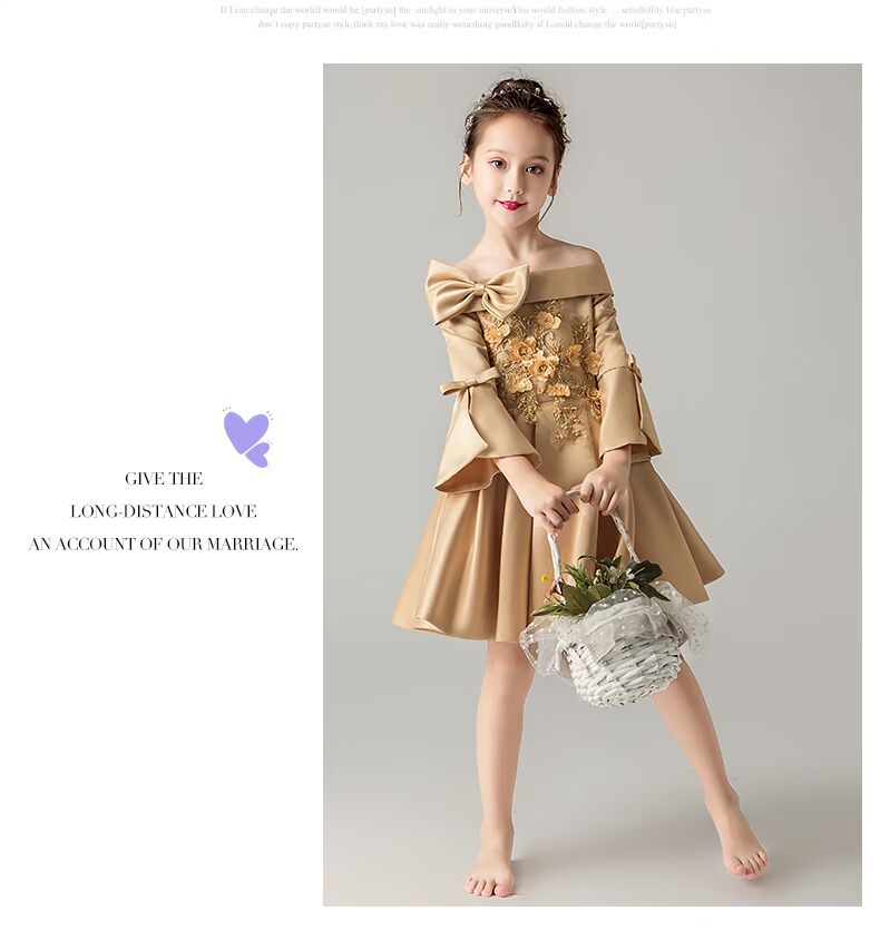 Cô gái sinh nhật công chúa váy hoa cô gái piano trang phục trẻ em trình diễn catwalk buổi tối đầm nhỏ chủ nhà biểu diễn quần áo mùa đông váy biểu diễn cho trẻ em