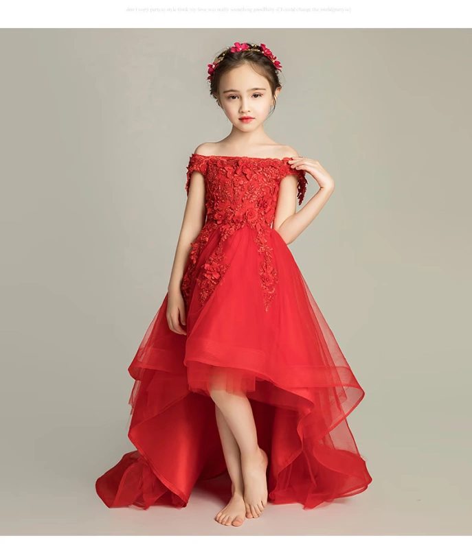 Trẻ em ăn mặc công chúa váy fluffy hoa cô gái piano trang phục buổi tối cô gái catwalk cô gái chủ nhà - Váy trẻ em