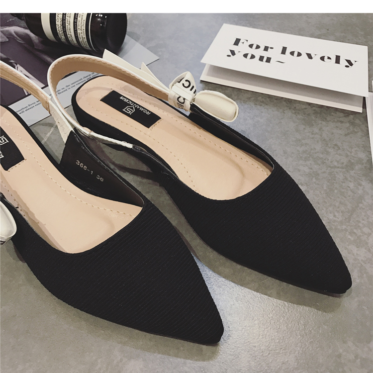 Dép nữ mùa hè 2019 mới bảng chữ cái tiếng Anh quai nhọn giày cao gót stiletto baotou nơ với giày đơn - Sandal sandal nữ đẹp