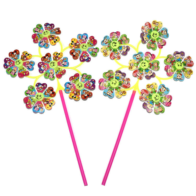 Large six-wheel cartoon bright smiley windmill children traditional nostalgic outdoor toy scenic spot hot selling source