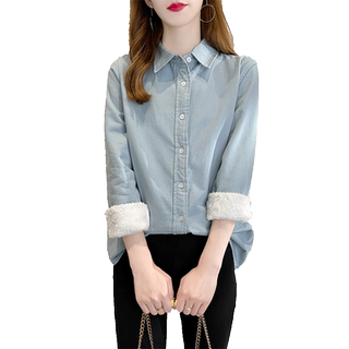 加绒衬衫女2025秋冬新款休闲时尚加厚保暖加棉内搭一体绒打底上衣