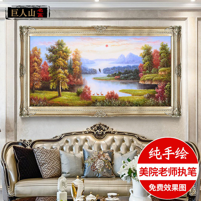 Art Master Pure Hand Painted Eurostyle Living Room Poly Basin Oil Painting Office Feng Shui Hang Painting Sofa Background Wall Decoration Painting