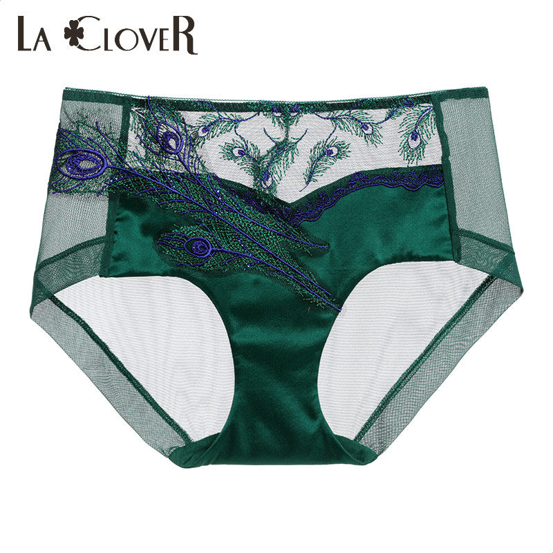 LACLOVER Blue Cavin Bird's FEATHER Orchid 2 series bird feather embroidery mid-waist boxers LC23FY1