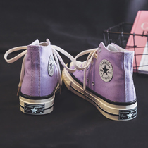 Purple high - gang canvas shoes female student Han Edition 2022 summer new cloth shoes with ins tide shoes shoes