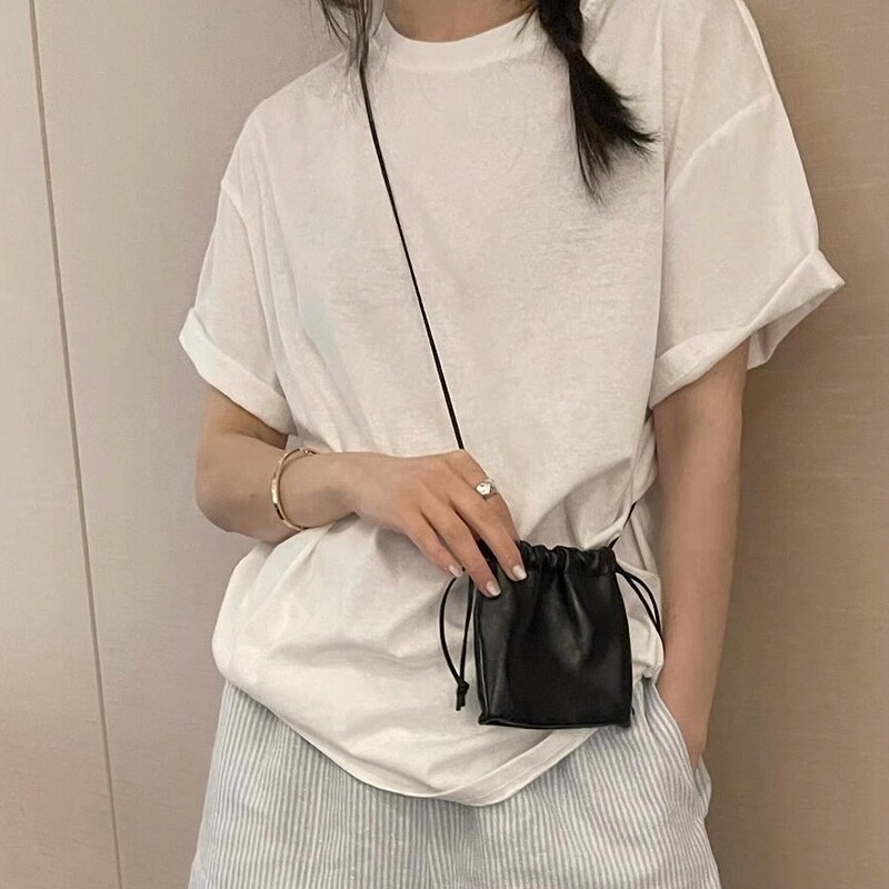Mobile Phone Small Crossbody Bag Leather Drawstring Belt Small Bag Lightweight Simple Versatile Multifunctional Leather Waist Bag for Women