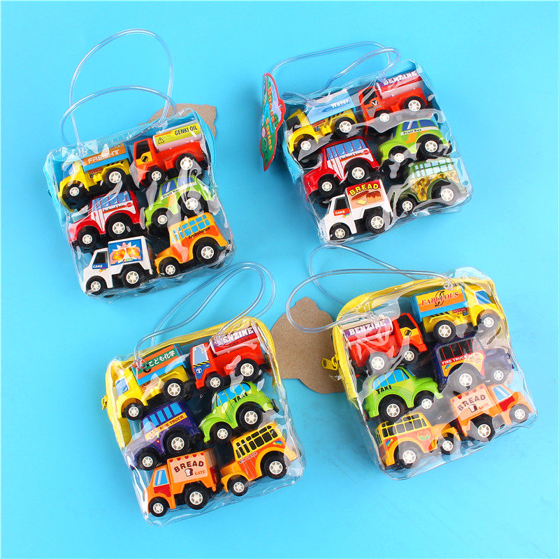 1 set of 6 cars Children's toy car model baby mini pullback car inertial engineering car set