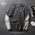 Thương hiệu Tide Nhật Bản giả hai màu kết hợp áo thun nam tay dài Yu Wenle rộng dài T áo thun cotton đẹp trai thủy triều T shirt versace Áo phông dài