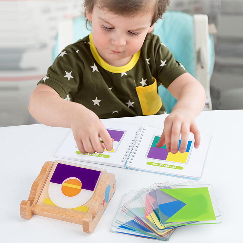 Colorful parent-child interactive table tour diagram shape overlapping and overlapping solid spatial sense training puzzle toy